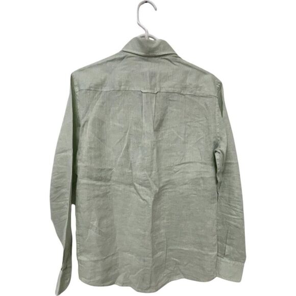 Massimo Dutti Mens Button Up Shirt Size S Green Linen Long Sleeve 0186/450 NWT - Picture 3 of 9